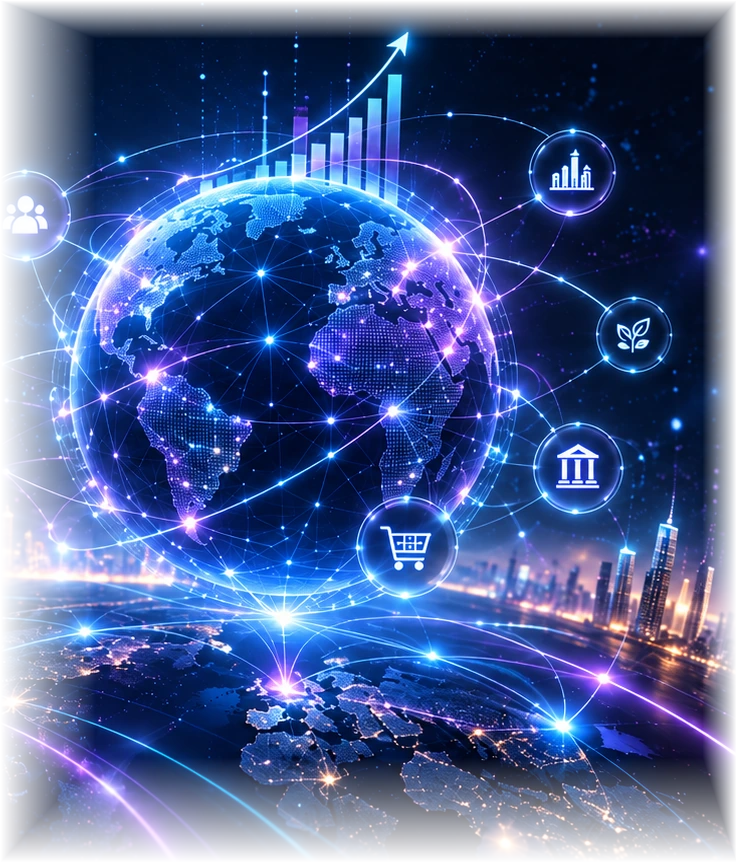 Economic Graph: a luminous connected Earth with commerce, places and activity